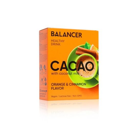 Какао Balancer на кокосовом молоке со вкусом «Апельсин и корица», 5 шт.